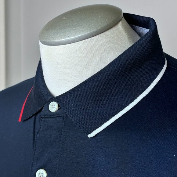 Tommy Hilfiger Slim Fit Long-Sleeve Polo XL Navy Blue Cotton - Picture 2 of 4